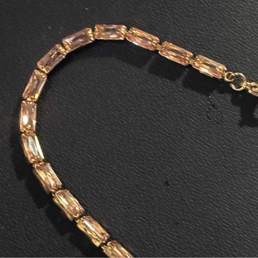 Oshena light‎ Pink Crystal 18k gold plated Tennis Bracelet tarnish & water proof